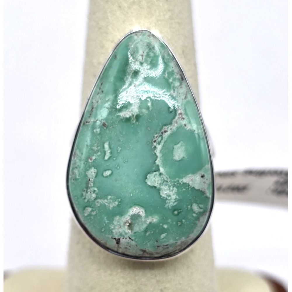Genuine Green Variscite Ring Size 7.5 Sterling Silver Teardrop Handmade NWT - Picture 2 of 10